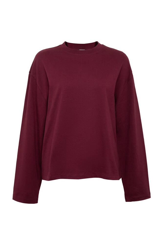 Kadın Uzun Kollu Basic Tişört 1620070-70422 Bordo  - 8