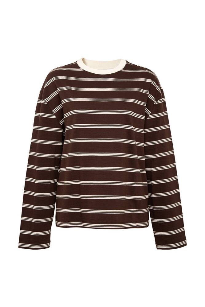 Kadın Uzun Kollu Basic Tişört 1620070-91619 Kahve - 7