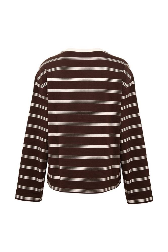 Kadın Uzun Kollu Basic Tişört 1620070-91619 Kahve - 8