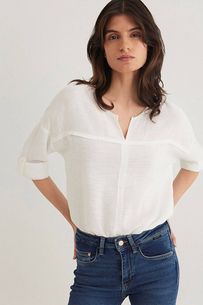 Kadın Uzun Kollu Bluz 121357-22937 Beyaz 