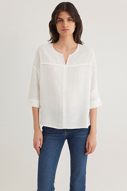 Kadın Uzun Kollu Bluz 121357-22937 Beyaz (3)