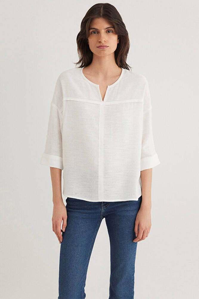 Kadın Uzun Kollu Bluz 121357-22937 Beyaz 