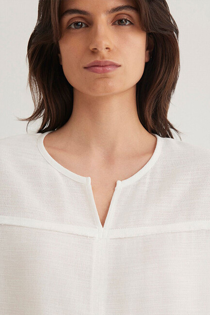 Kadın Uzun Kollu Bluz 121357-22937 Beyaz - Thumbnail