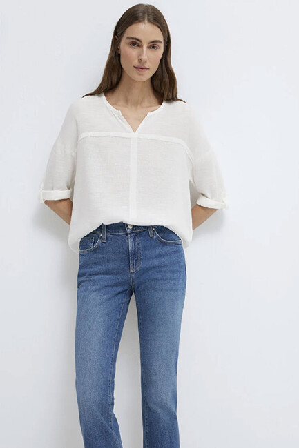 Kadın Uzun Kollu Bluz 121357-22937 Beyaz (1)