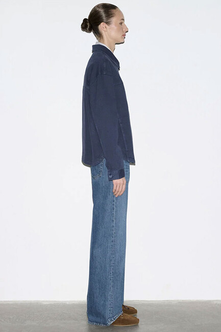 Kadın Uzun Kollu Cep Detaylı Gömlek 1211424-70487 Lacivert - Thumbnail