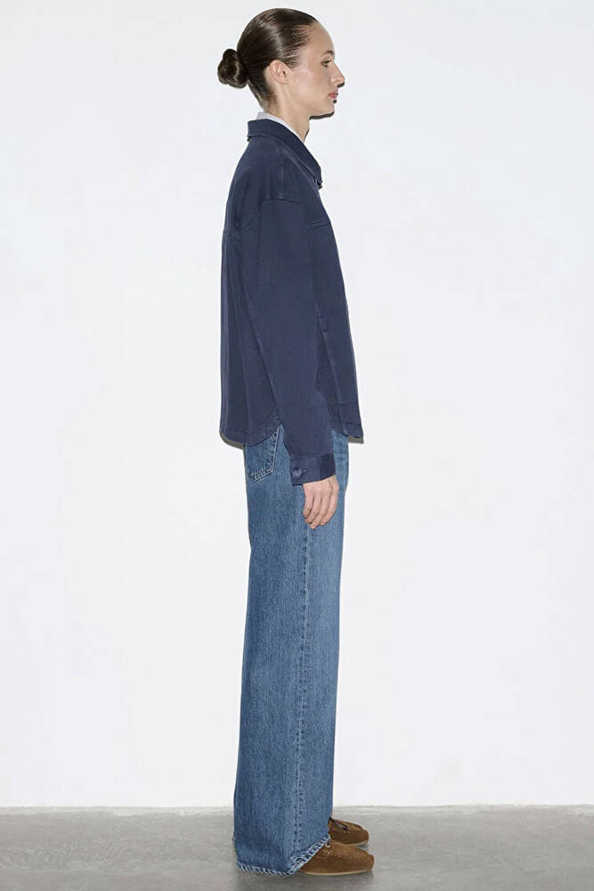 Kadın Uzun Kollu Cep Detaylı Gömlek 1211424-70487 Lacivert 