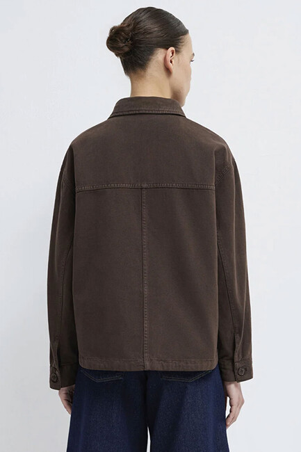 Kadın Uzun Kollu Cep Detaylı Gömlek 1211424-71603 Kahve - Thumbnail