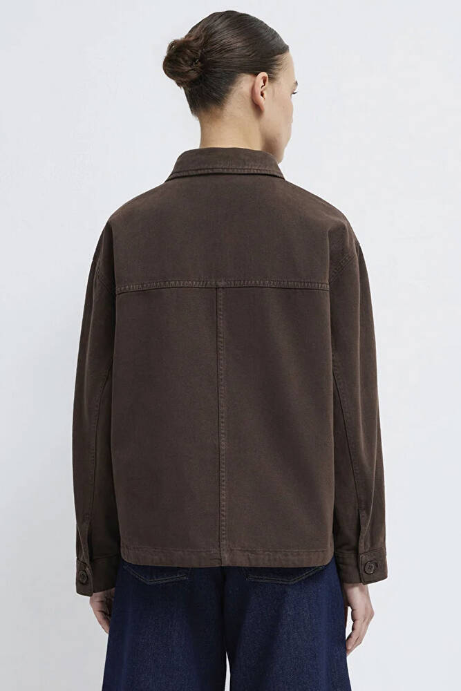 Kadın Uzun Kollu Cep Detaylı Gömlek 1211424-71603 Kahve 