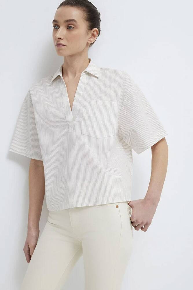 Kadın Uzun Kollu Dokuma Bluz 1211377-82759 Ekru 