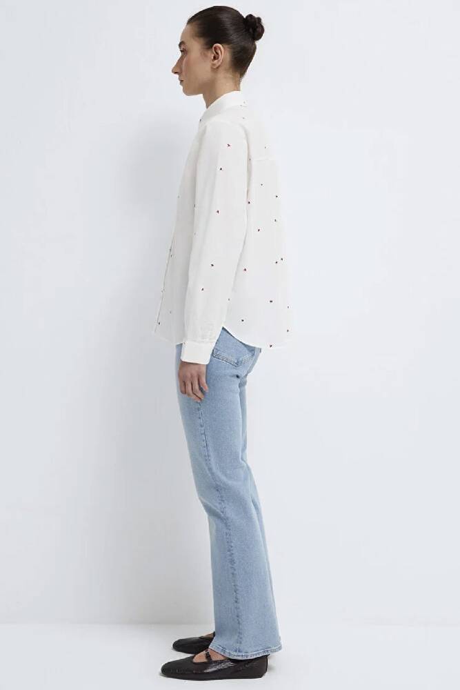 Kadın Uzun Kollu Dokuma Gömlek 1210610-91381 Beyaz 