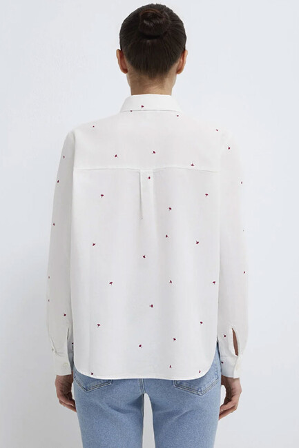 Kadın Uzun Kollu Dokuma Gömlek 1210610-91381 Beyaz - Thumbnail