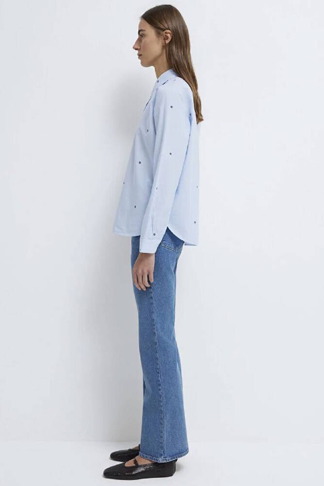 Kadın Uzun Kollu Dokuma Gömlek 1210610-91382 Mavi 