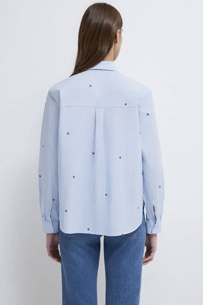 Kadın Uzun Kollu Dokuma Gömlek 1210610-91382 Mavi 