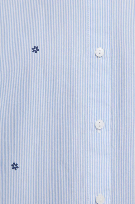 Kadın Uzun Kollu Dokuma Gömlek 1210610-91382 Mavi - Thumbnail