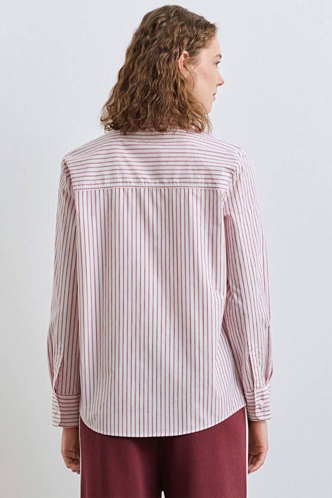 Kadın Uzun Kollu Dokuma Gömlek 1211169-90697 Pembe 