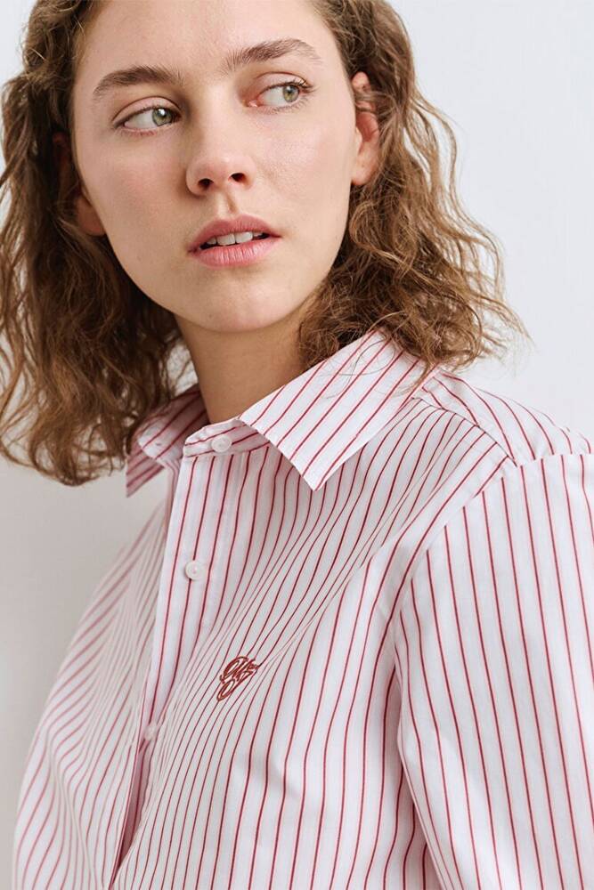 Kadın Uzun Kollu Dokuma Gömlek 1211169-90697 Pembe 