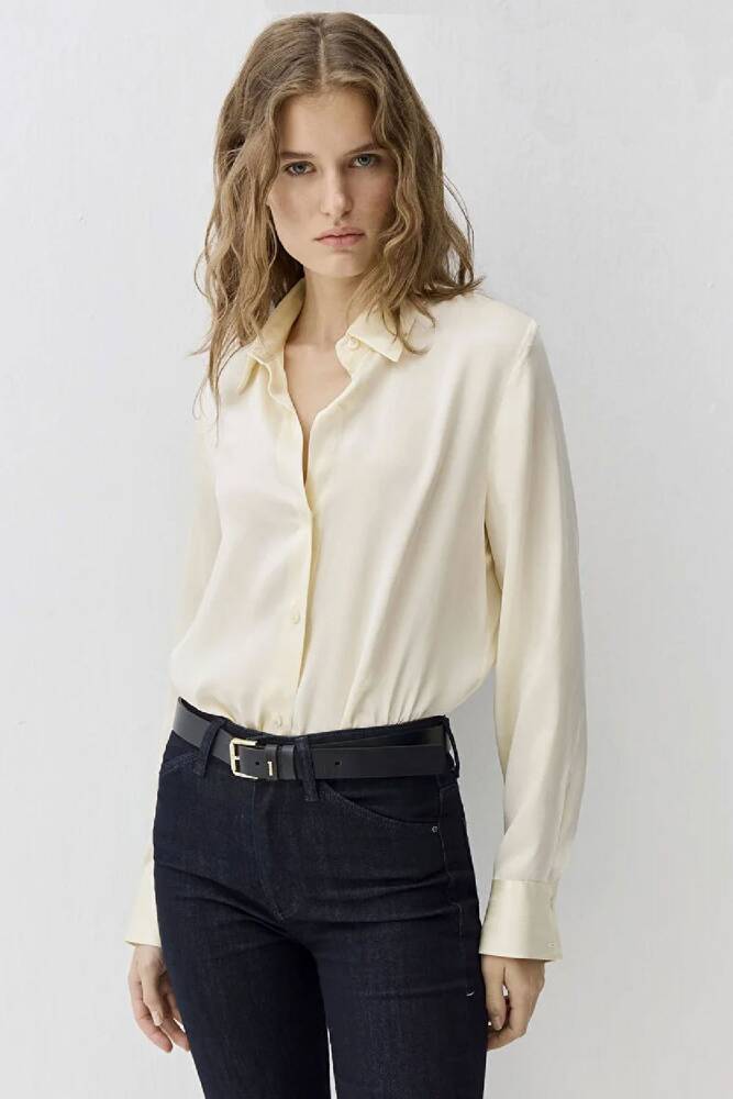 Kadın Uzun Kollu Dokuma Gömlek 1211269-70053 Sarı 