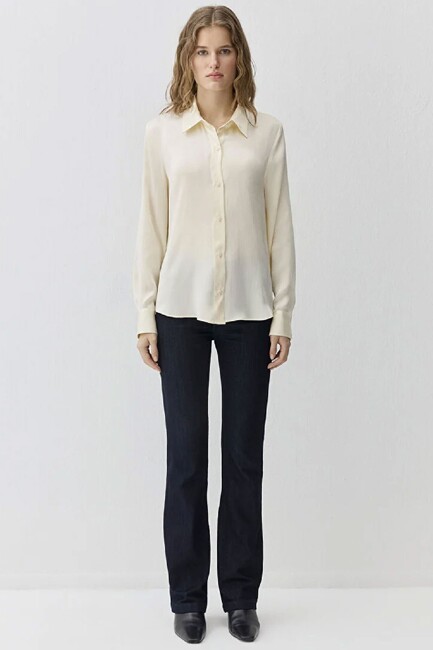 Kadın Uzun Kollu Dokuma Gömlek 1211269-70053 Sarı (3)