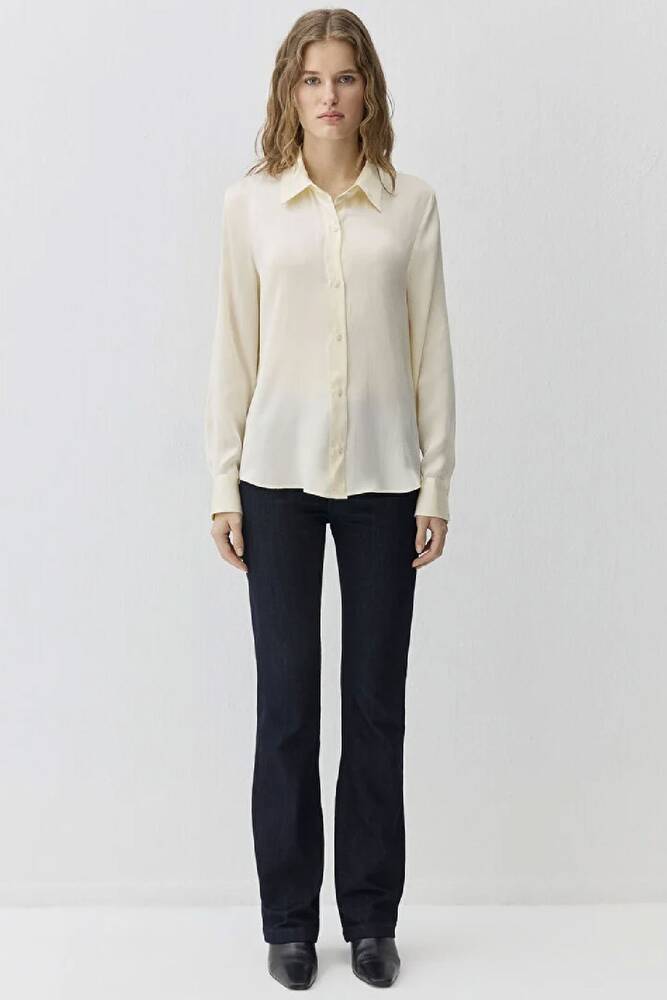 Kadın Uzun Kollu Dokuma Gömlek 1211269-70053 Sarı 