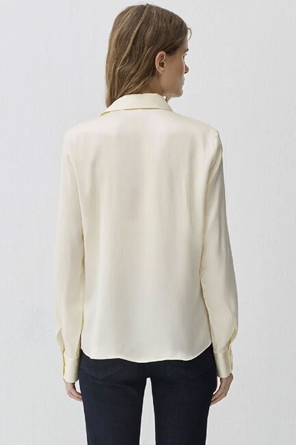 Kadın Uzun Kollu Dokuma Gömlek 1211269-70053 Sarı - Thumbnail