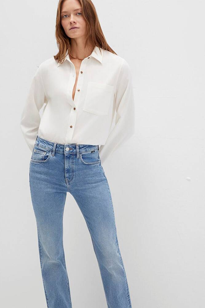 Kadın Uzun Kollu Dokuma Gömlek 1211285-80194 Ekru 