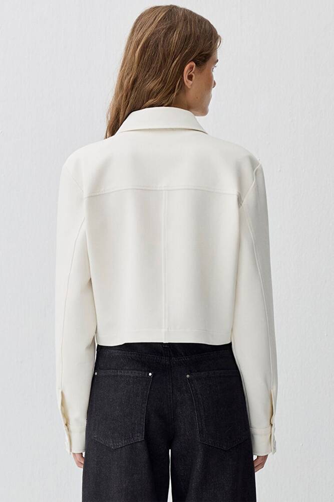 Kadın Uzun Kollu Dokuma Gömlek 1211336-80194 Ekru 