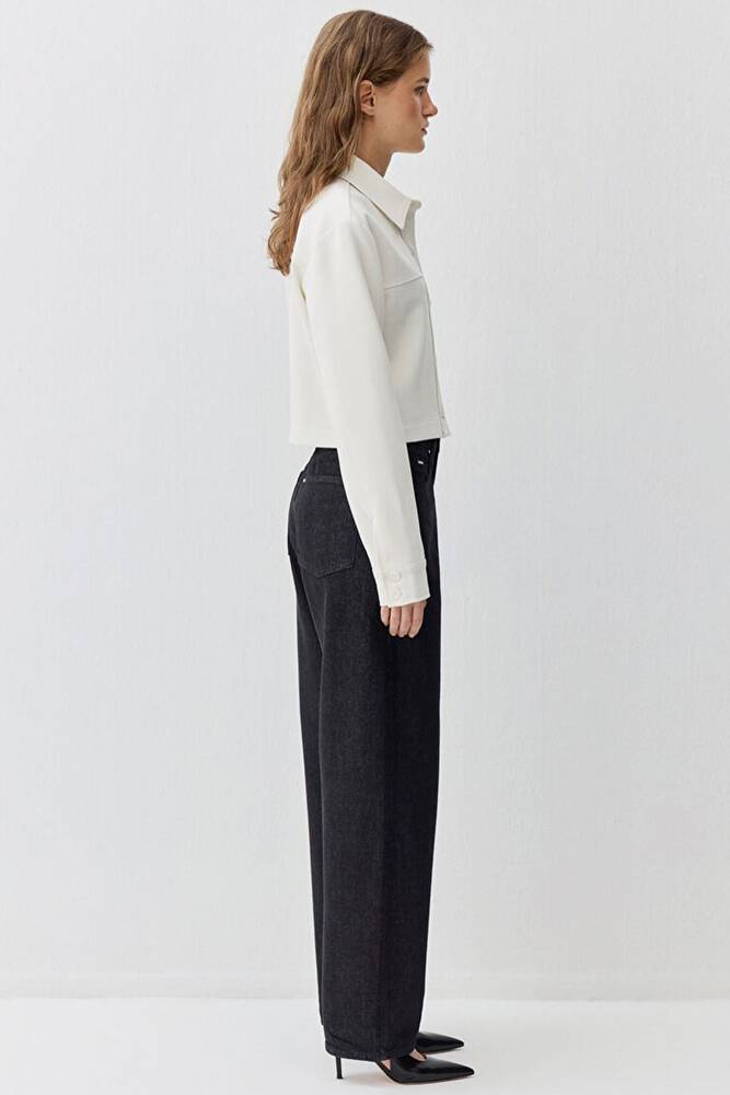 Kadın Uzun Kollu Dokuma Gömlek 1211336-80194 Ekru 