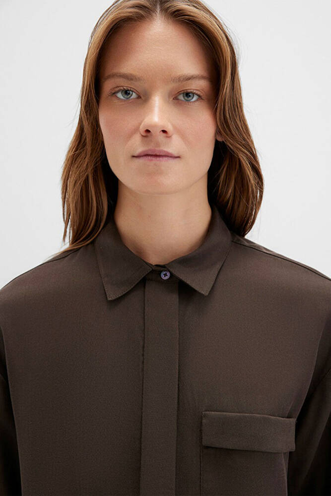 Kadın Uzun Kollu Dokuma Gömlek 1211354-71540 Siyah 