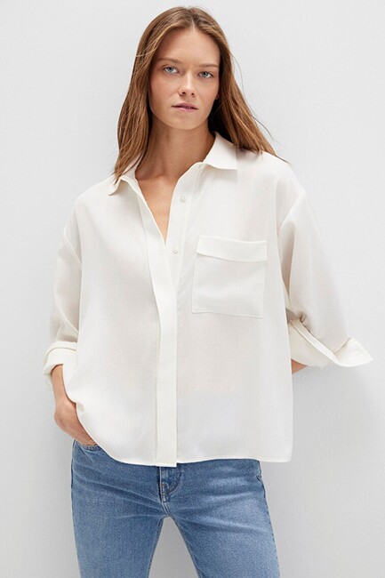 Kadın Uzun Kollu Dokuma Gömlek 1211354-80194 Kahve (1)