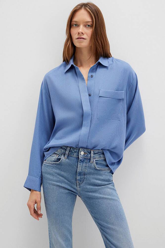 Kadın Uzun Kollu Dokuma Gömlek 1211354-86802 Gri 