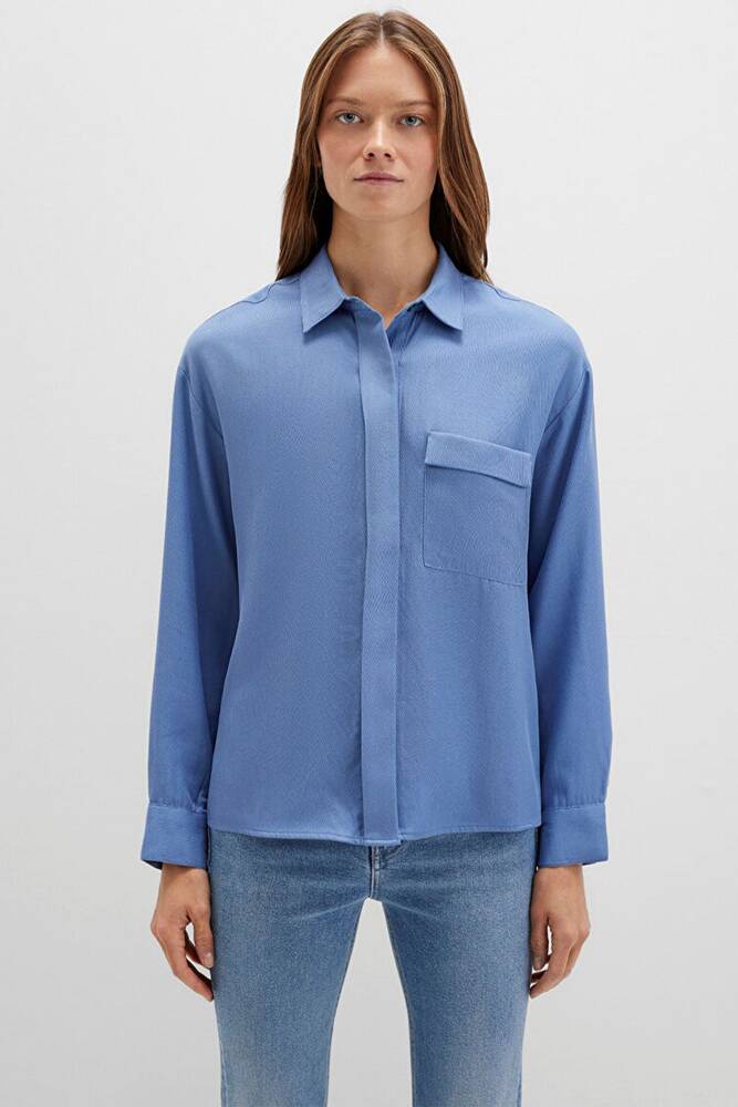 Kadın Uzun Kollu Dokuma Gömlek 1211354-86802 Gri 