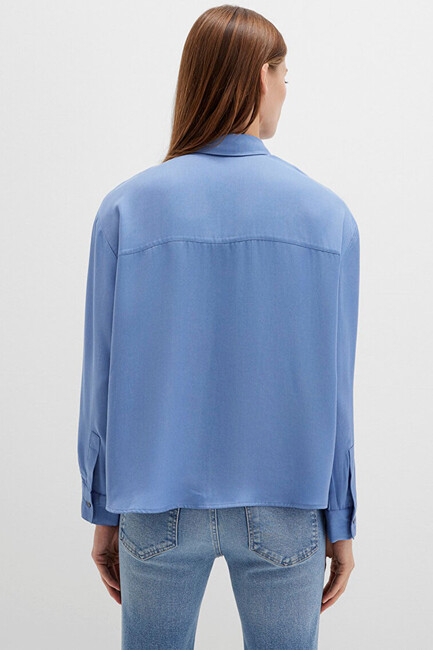 Kadın Uzun Kollu Dokuma Gömlek 1211354-86802 Gri - Thumbnail