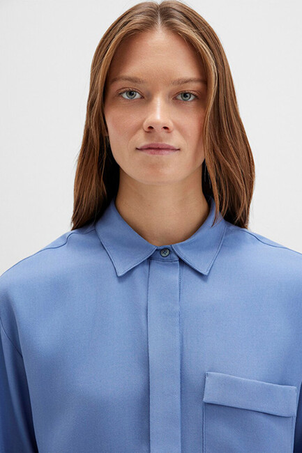 Kadın Uzun Kollu Dokuma Gömlek 1211354-86802 Gri - Thumbnail