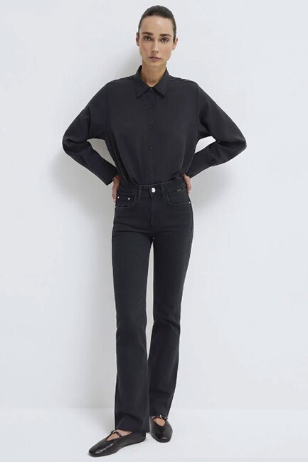 Kadın Uzun Kollu Dokuma Gömlek 1211373-900 Siyah (3)