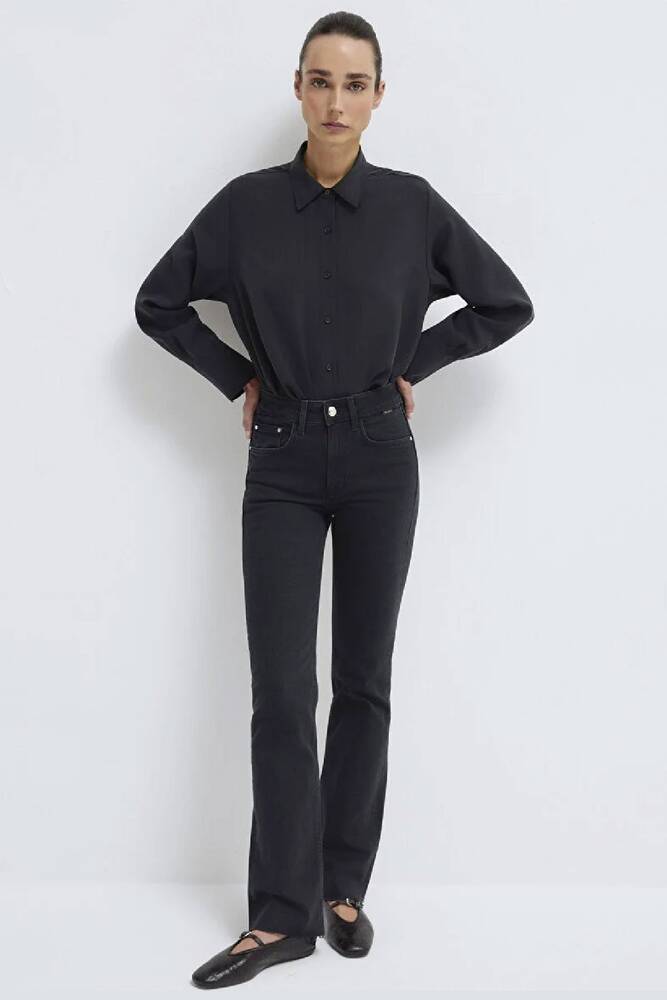 Kadın Uzun Kollu Dokuma Gömlek 1211373-900 Siyah 