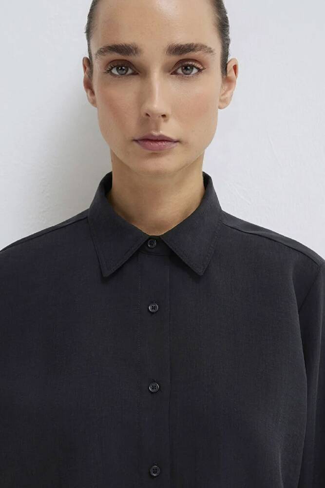 Kadın Uzun Kollu Dokuma Gömlek 1211373-900 Siyah 