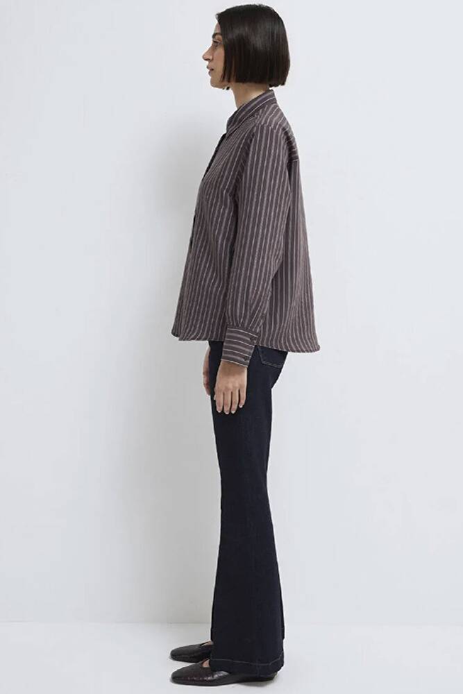 Kadın Uzun Kollu Dokuma Gömlek 1211373-91534 Mor 