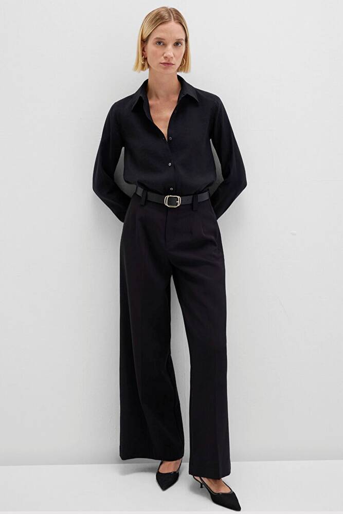 Kadın Uzun Kollu Dokuma Gömlek 1211374-900 Siyah 