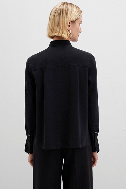 Kadın Uzun Kollu Dokuma Gömlek 1211374-900 Siyah - Thumbnail