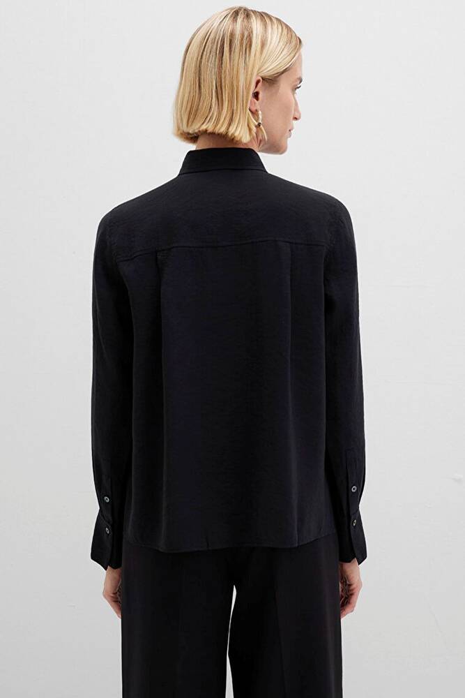 Kadın Uzun Kollu Dokuma Gömlek 1211374-900 Siyah 