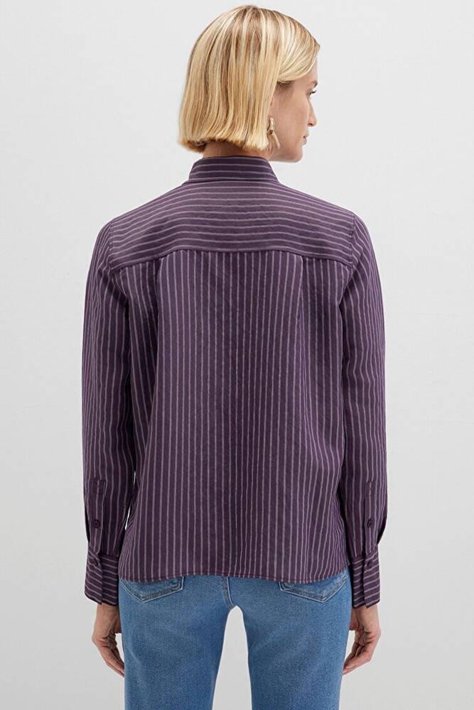 Kadın Uzun Kollu Dokuma Gömlek 1211374-91373 Mor 