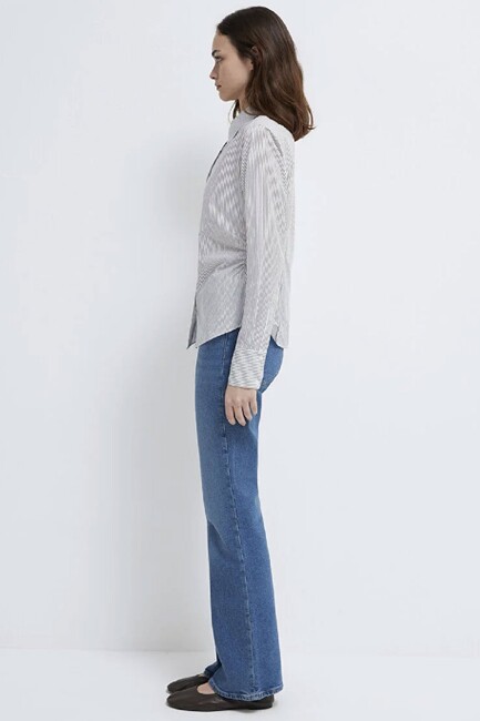 Kadın Uzun Kollu Dokuma Gömlek 1211378-91377 Beyaz - Thumbnail