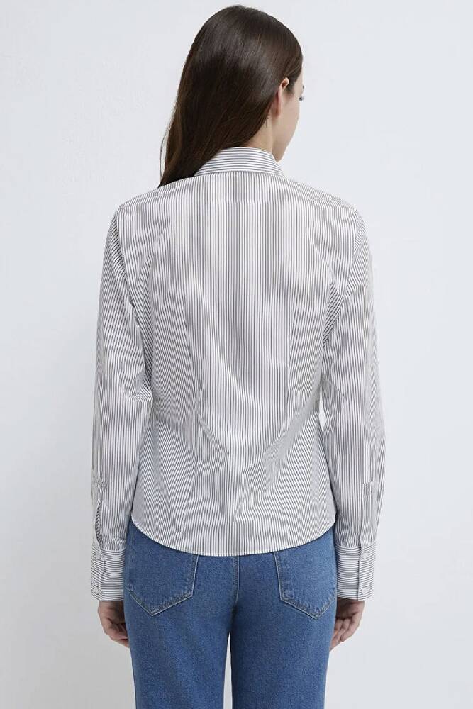 Kadın Uzun Kollu Dokuma Gömlek 1211378-91377 Beyaz 