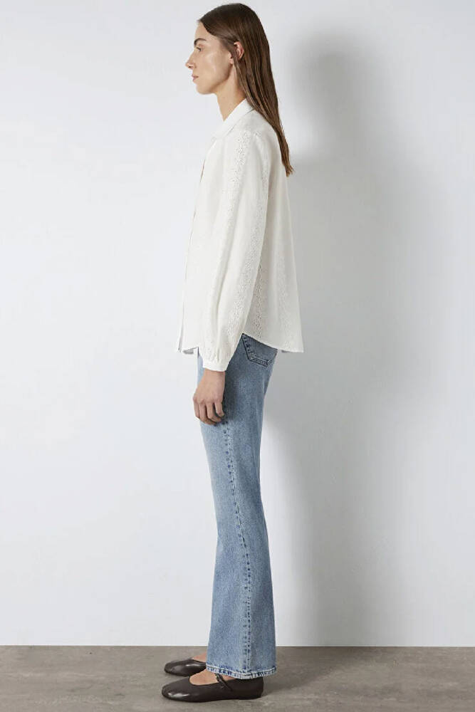 Kadın Uzun Kollu Dokuma Gömlek 1211380-70057 Ekru 