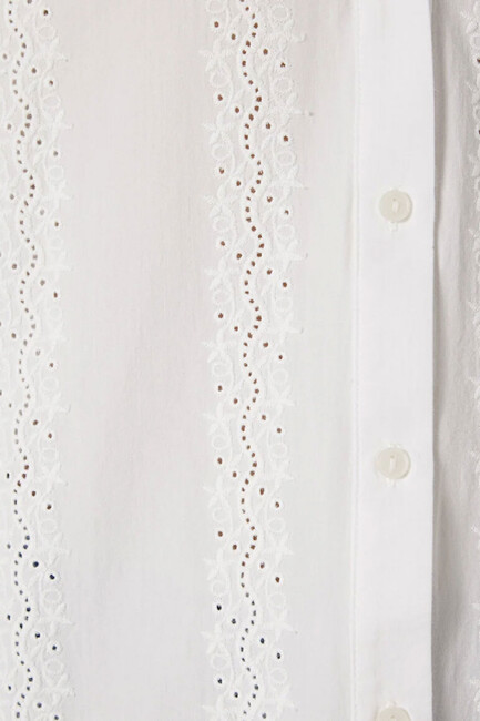 Kadın Uzun Kollu Dokuma Gömlek 1211380-70057 Ekru - Thumbnail