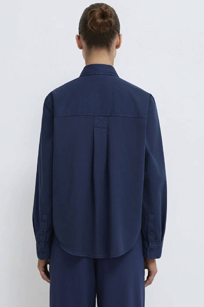 Kadın Uzun Kollu Dokuma Gömlek 1211385-70497 Lacivert 