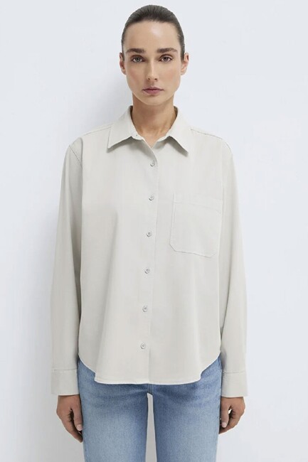 Kadın Uzun Kollu Dokuma Gömlek 1211385-80618 Gri (3)