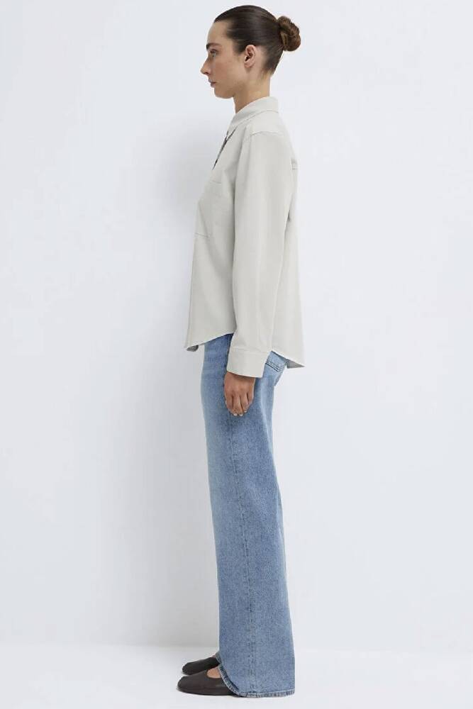 Kadın Uzun Kollu Dokuma Gömlek 1211385-80618 Gri 