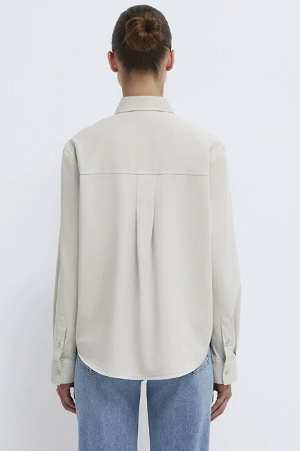 Kadın Uzun Kollu Dokuma Gömlek 1211385-80618 Gri - Thumbnail