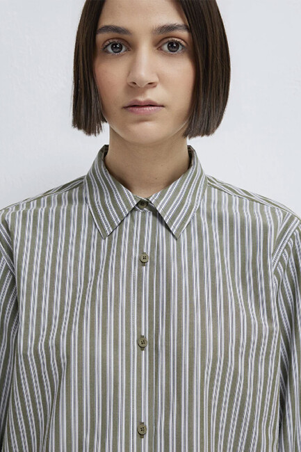 Kadın Uzun Kollu Dokuma Gömlek 1211386-85171 Yeşil (2)